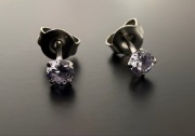 Kolczyki Wkrętki Liliowe Cyrkonie 3 mm Stal Chirurgiczna