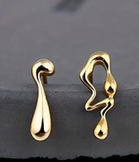 Kolczyki nieregularne kleksy złote 