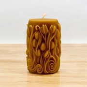 Świeca z naturalnego wosku pszczelego Tulipany Zielony Świecownik