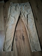 Element spodnie męskie sztruksy żółte przecierane proste 36