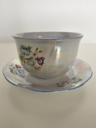 Zestaw deserowy (miseczka + talerzyk) 8szt – porcelana, kwiatowy dekor