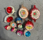 Bombki choinkowe retro pawie oczko, reflektor 