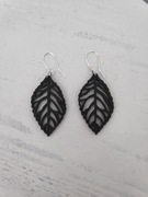 KOLCZYKI czarne BIGLE liść liście 