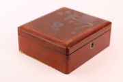 Stara japońska szkatułka z balsy - lakowana - zdobiona 