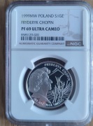 Moneta 10 zł 1999r 150 Rocznica Śmierci Fryderyka Chopina NGC PF 69