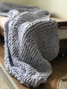 Gruby, ciepły koc/pled ręcznie pleciony Handmade.