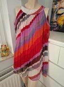 46 XXXL czerwona różowa bluzka plisowana w paski print zimowa na zime boho