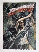 Oryginalny obraz – GWASZ na papierze – scena fantasy 