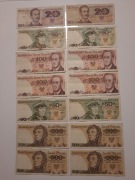 200 L- 14 BANKNOTÓW PRL OD 20 ZŁ DO 500 ZŁOTYCH 