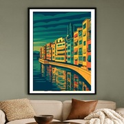 Girona – kolorowa Hiszpania, poster art deco - 60x40cm 