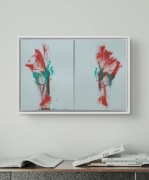 Dyptyk oryg. obrazów akryl. "Braterstwo kwiatów" z cert. autent.