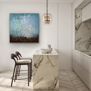 Field Study 100x100cm abstrakcja niebieska błękitna obraz