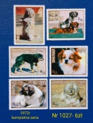 Znaczki fauna:1027: psy, zwierzęta- Bhutan 1972r **