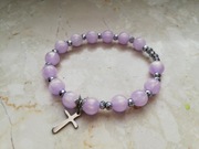 Różaniec bransoletka dziesiątka fioletowa lawendowa jasny róż  hematyt