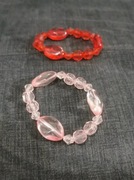 Zestaw bransoletek, przezroczyste pudrowo różowa i czerwona 