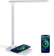 Lampa biurkowa LED z bezprzewodową ładowarką + USB