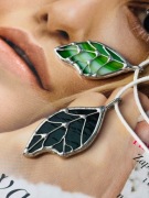 Naszyjnik szklany Wisior "Liść Witraż Wiosenny prezent dla niej