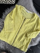 Żółta teksturowana marynarka na zamek Promod