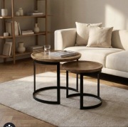 Zestaw stolików kawowych HARVEY drewnianych 53x51/43x43 cm