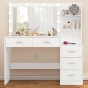 FIONESO Duża toaletka z dużym lustrem i oświetleniem LED