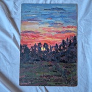 Stary obraz olejny na desce sygnowany