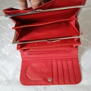 Czerwono burgundowy damski portfel średniej wielkości stan bardzo dobry 