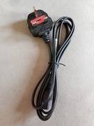 kabel przewód zasilający czarny 230-250V, 2 żyły, 180cm nowy, ANGLIK