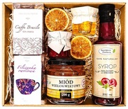 KOSZ PREZENTOWY PREZENT UPOMINEK HERBATA MIÓD DLA NA DZIEŃ BABCI I DZIADKA