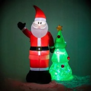 MIKOŁAJ dmuchany z choinką ŚWIECĄCY DUŻY pompowany LED 210cm