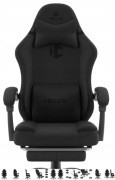 FOTEL GAMINGOWY Biurowy Hell's Chair HC- 1016 Czarny Tkanina z podnóżkiem