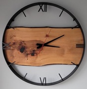 Duży zegar ścienny 60cm naturalne drewno olcha. Loft, Rękodzieło Prezent