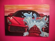 Obraz akryl płótno auto podobrazie farby komiks wtścigi f1