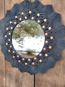Boho makramowa mandala z lusterkiem CZARNY KSIĘŻYC
