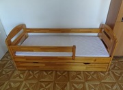 Łóżko dziecięce drewniane sosna 160x70 szuflada barierki 