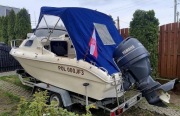 Łódź motorowa AM 550 kabinowa 7 osobowa - silnik Yamaha + przyczepa zare