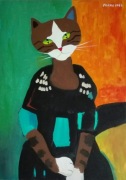 Kot wg Amedeo Modigliani, 42x29,7, kot, koty