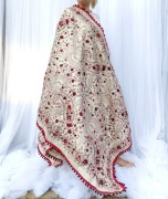 Orientalna chusta dupatta haftowana ręcznie paisley haft czerwony hijab