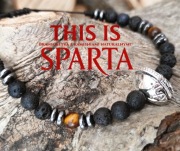 Sparta bransoletka z kamieni naturalnych- lawa, tygrysie oko ODWAGA PEWNOŚĆ