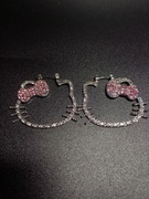 Oryginalne Kolczyki Hello Kitty Sanrio Cyrkonie Y2K