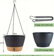 doniczka ,donica wisząca 25cm kolor grafit z podstawką 