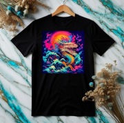 Czarna  męska  koszulka z nadrukiem Smoka 