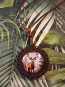 Drewniany naszyjnik lis jeleń wiewiórka