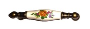 UCHWYT Meblowy FLORA Ceramiczny 112x18 Zdobiony Stary Mosiądz Kwiaty L-96