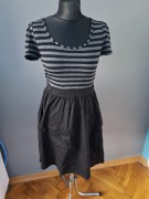 Sukienka F&F paski 40/L paski na lato czarna szara