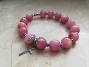 Różaniec bransoletka dziesiątka różowa  z żywicy  hematyt 10mm