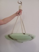 STARA LAMPA WISZĄCA TYPU AMPLA ZABYTKOWA ART.DECO MIĘTOWY MARMUREK