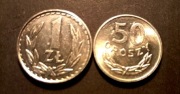 Zestaw PRL 1zł +50gr 1982r AL 
