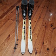 Buty narciarskie Salomon, narty, kijki, torba