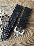 Pasek do zegarka 26 mm czarny ręcznie robiony skóra naturalna handmade