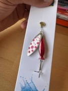 Mepps AGLIA LONG HEAVY srebrna / czerwone kropki nr 1+